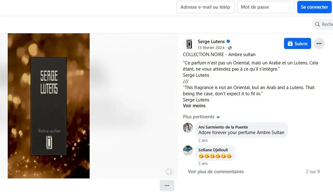 Publicité Serge Lutens Ambre Noire