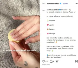 Publicité COMME-AVANT - Instagram